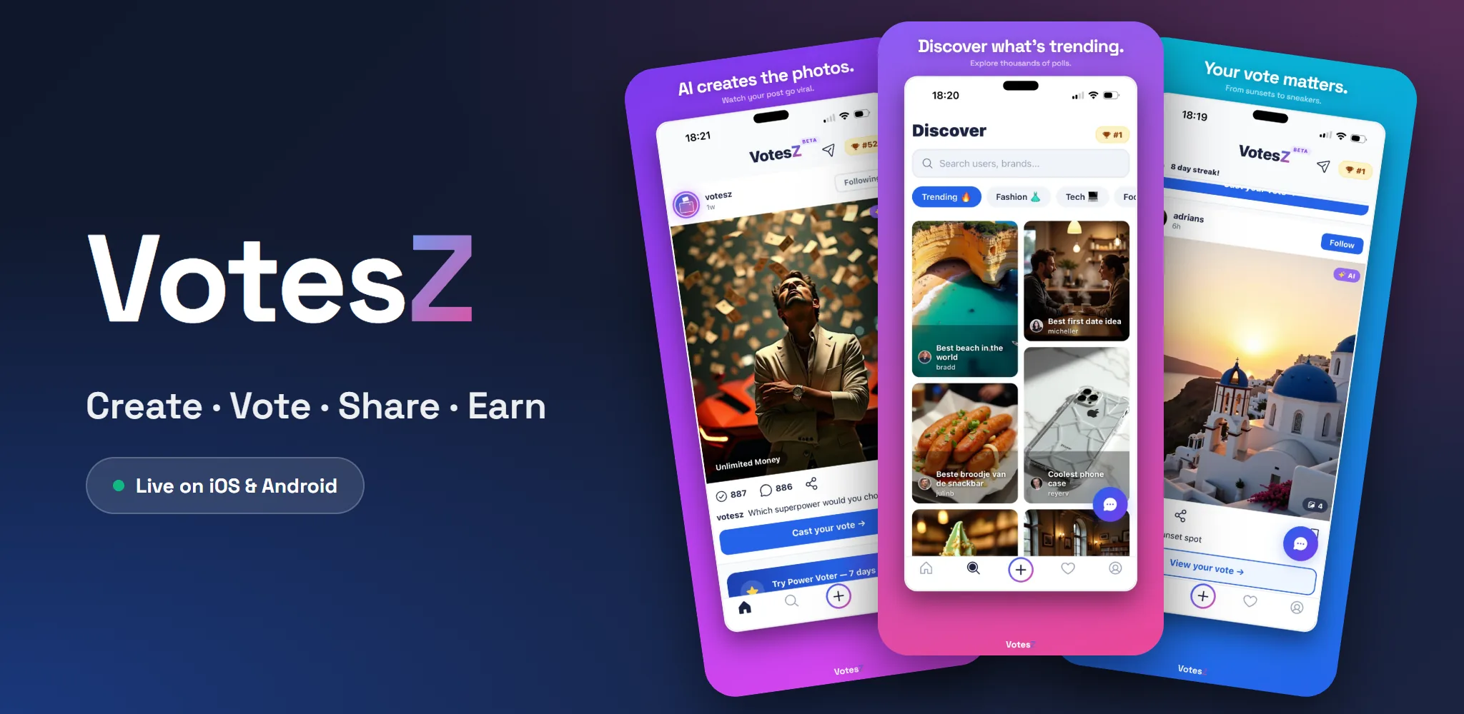 VotesZ — Create, Vote, Share, Earn